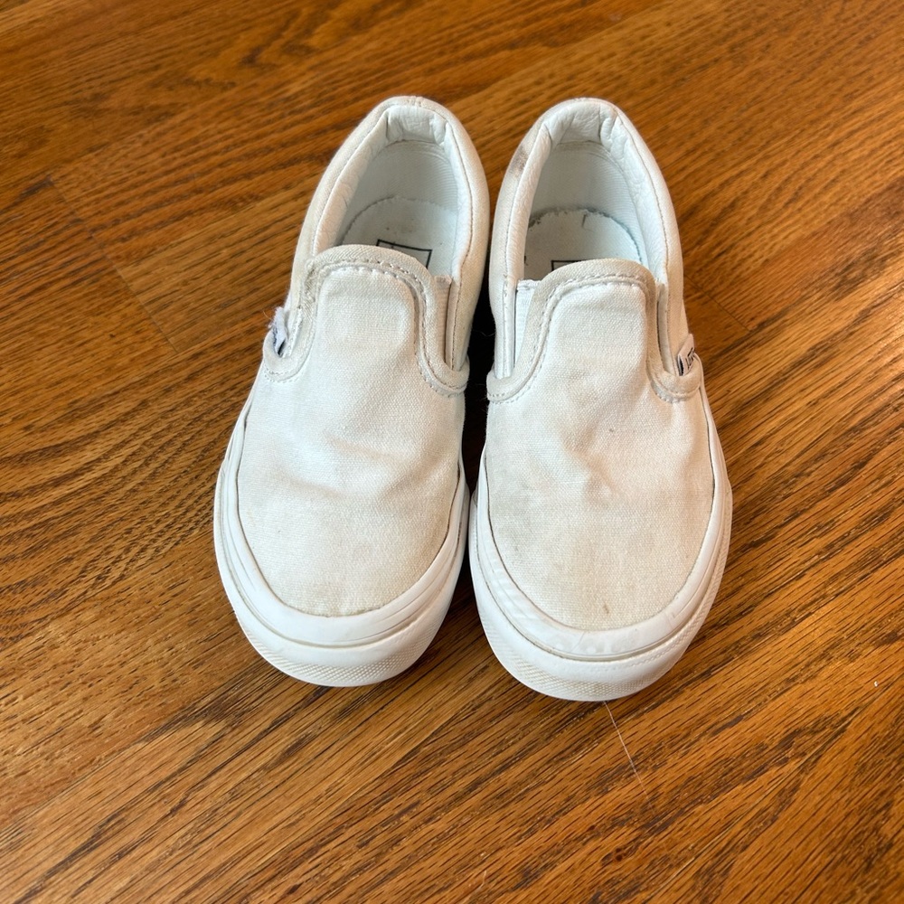Vans White Canvas Slip-On Sneakers